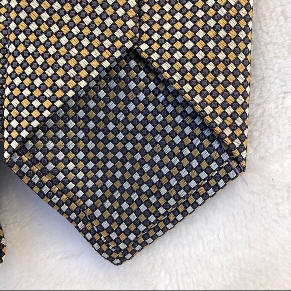 Burma Bibas checkered design 100% silk tie - Picture 4 of 7